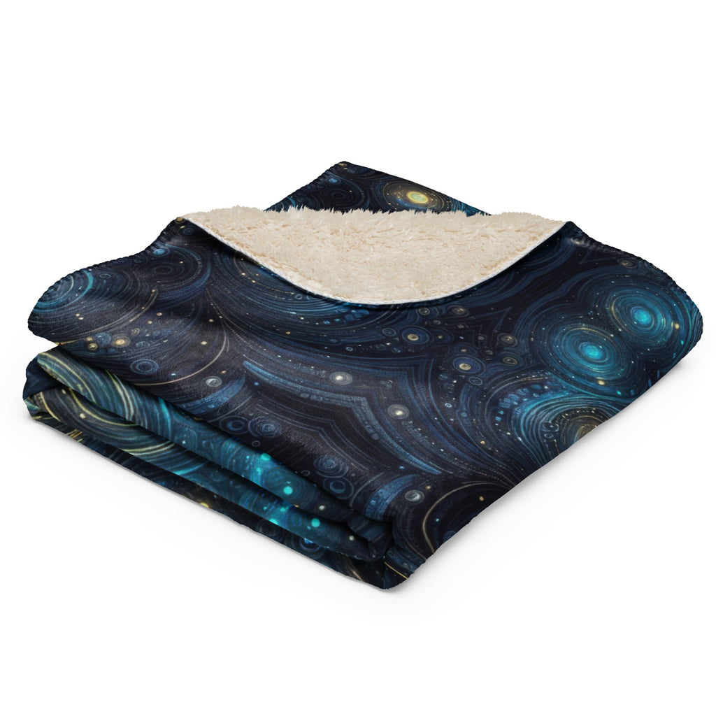 Space in Blue and Gold Mirror Sherpa blanket - Gregg Acini Adoree Designs - Blanket