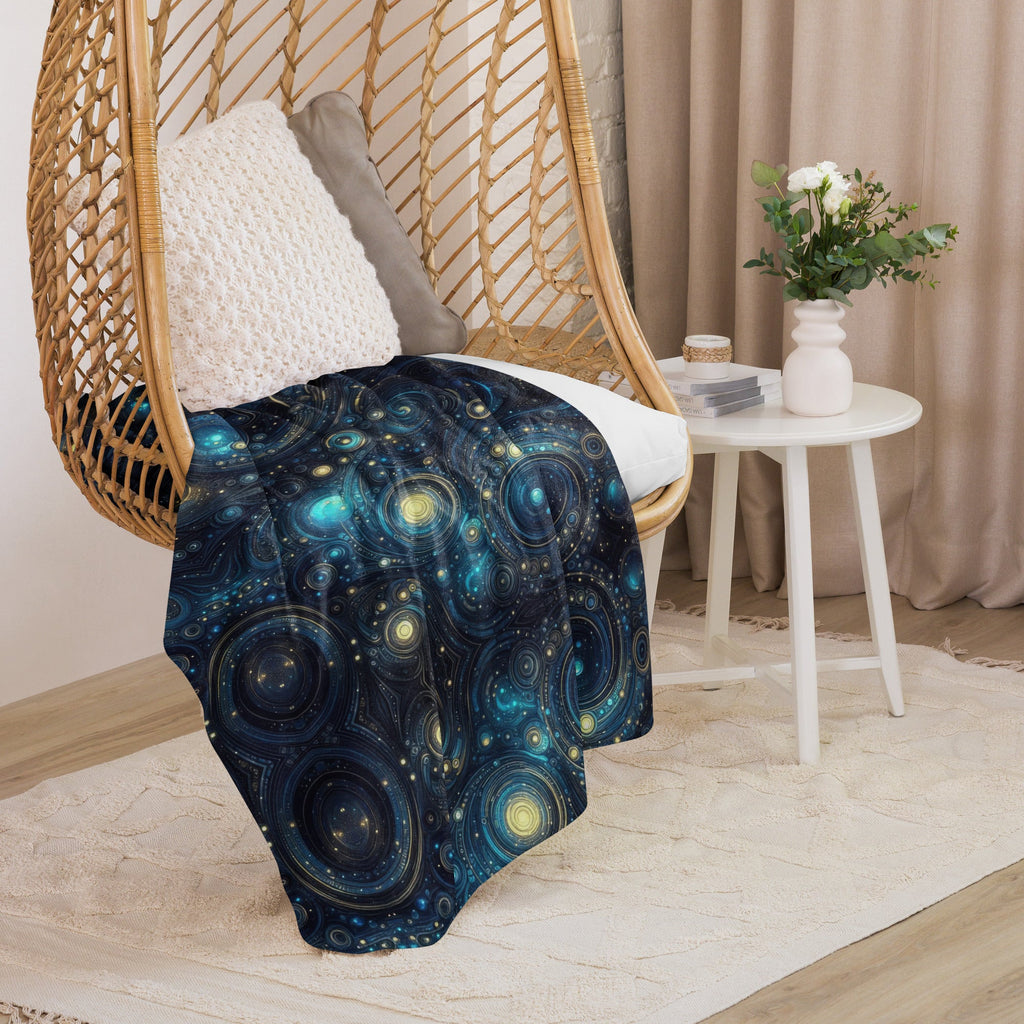Space in Blue and Gold Mirror Sherpa blanket - Gregg Acini Adoree Designs - Blanket