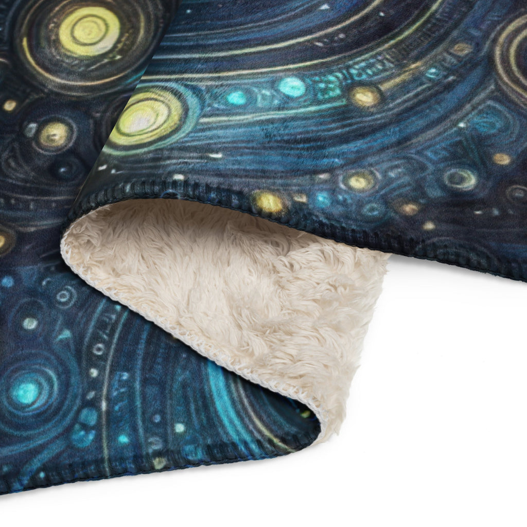Space in Blue and Gold Mirror Sherpa blanket - Gregg Acini Adoree Designs - Blanket