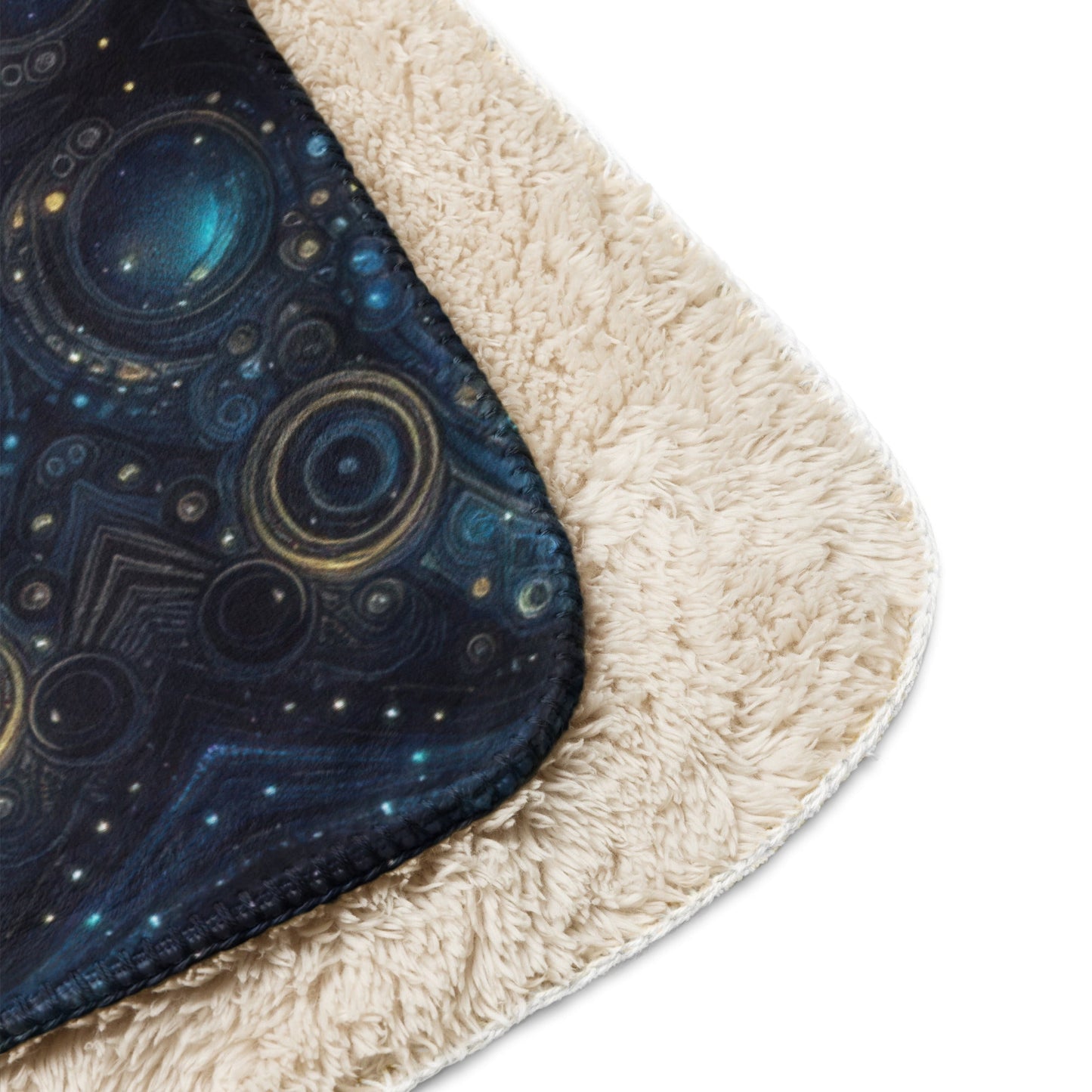 Space in Blue and Gold Mirror Sherpa blanket - Gregg Acini Adoree Designs - Blanket