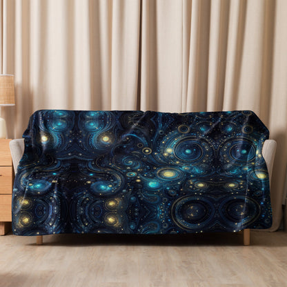 Space in Blue and Gold Mirror Sherpa blanket - Gregg Acini Adoree Designs - Blanket