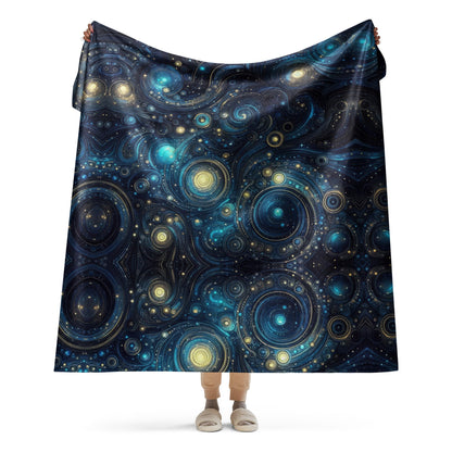 Space in Blue and Gold Mirror Sherpa blanket - Gregg Acini Adoree Designs - Blanket