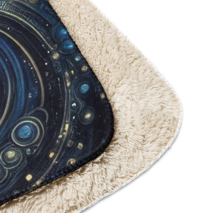 Space in Gold and Blue Sherpa blanket - Gregg Acini Adoree Designs - Blanket