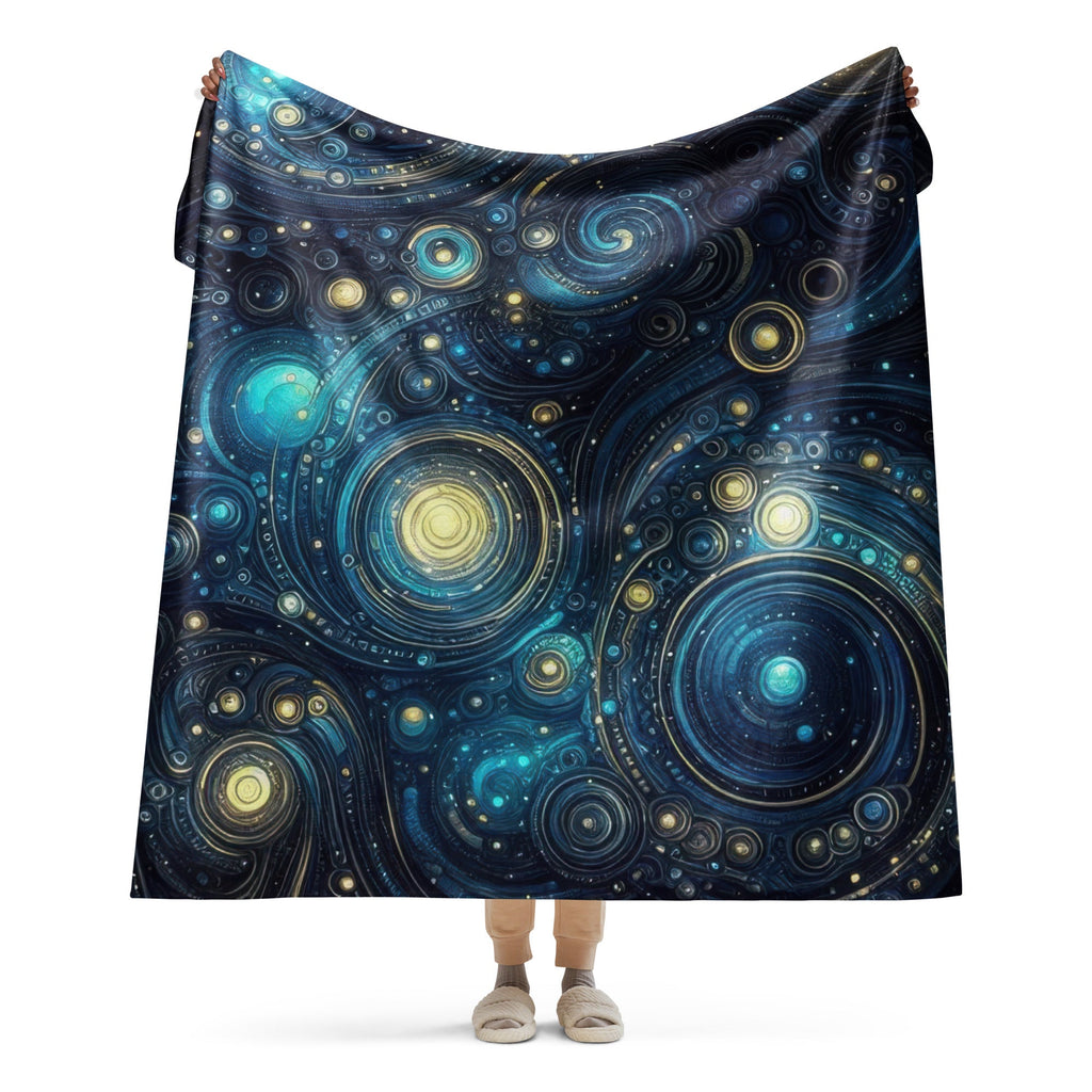 Space in Gold and Blue Sherpa blanket - Gregg Acini Adoree Designs - Blanket