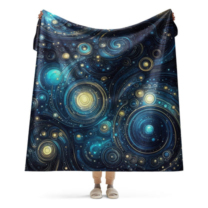 Space in Gold and Blue Sherpa blanket - Gregg Acini Adoree Designs - Blanket