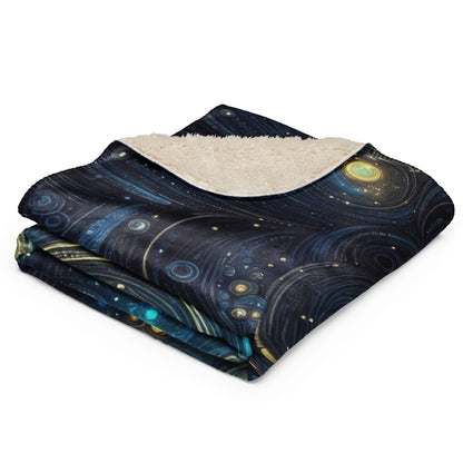 Space in Gold and Blue Sherpa blanket - Gregg Acini Adoree Designs - Blanket