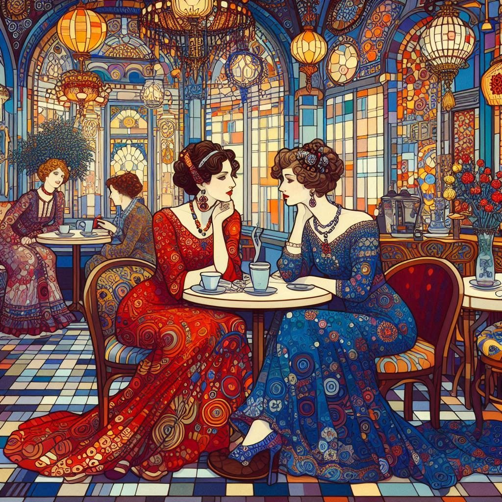 Study of Ladies in a Cafe - Gregg Acini Adoree Designs - 