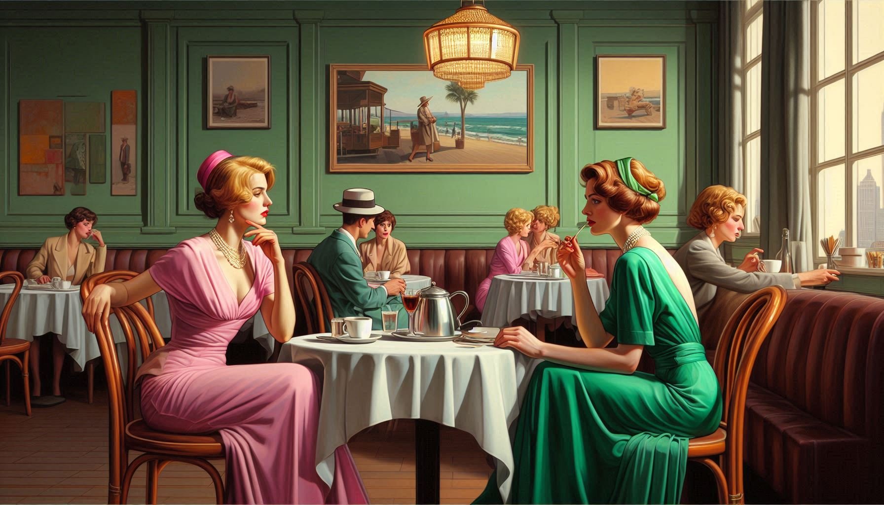 Study of Ladies in a Cafe - Gregg Acini Adoree Designs - 