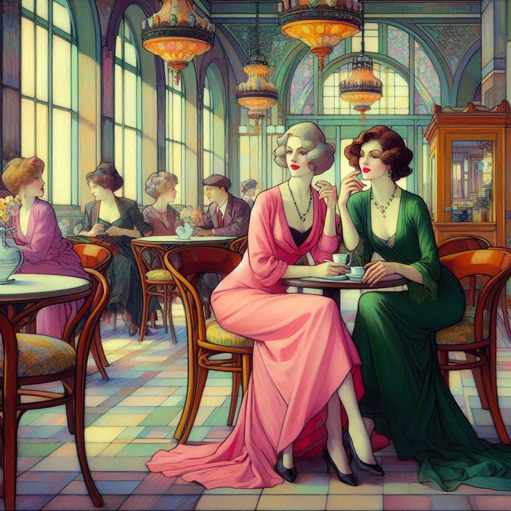 Study of Ladies in a Cafe - Gregg Acini Adoree Designs - 