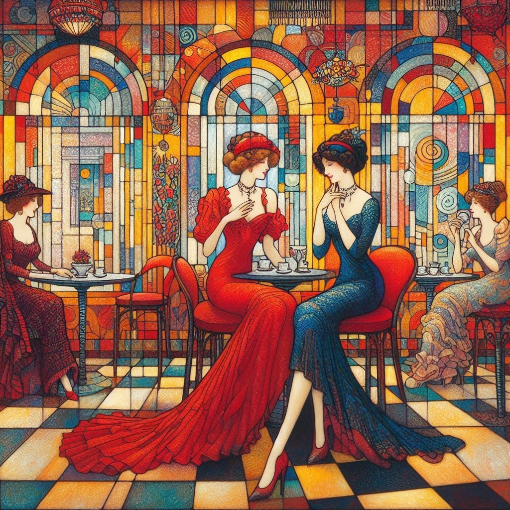Study of Ladies in a Cafe - Gregg Acini Adoree Designs - 