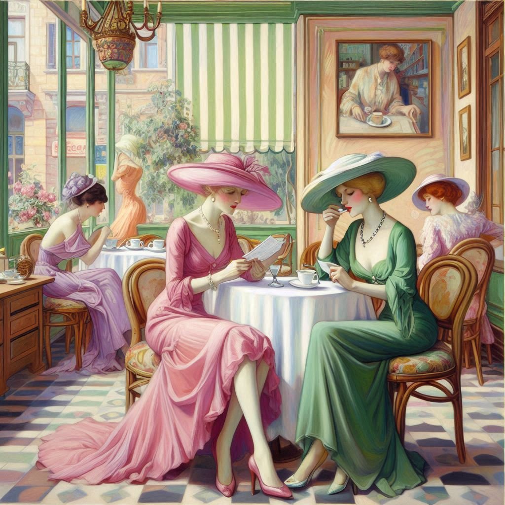 Study of Ladies in a Cafe - Gregg Acini Adoree Designs - 