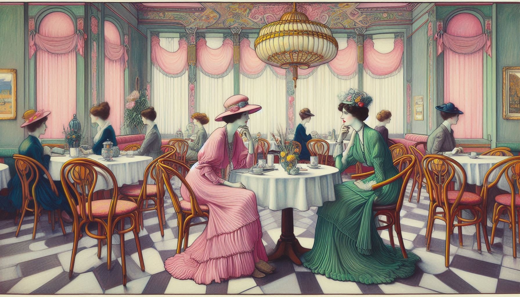 Study of Ladies in a Cafe - Gregg Acini Adoree Designs - 