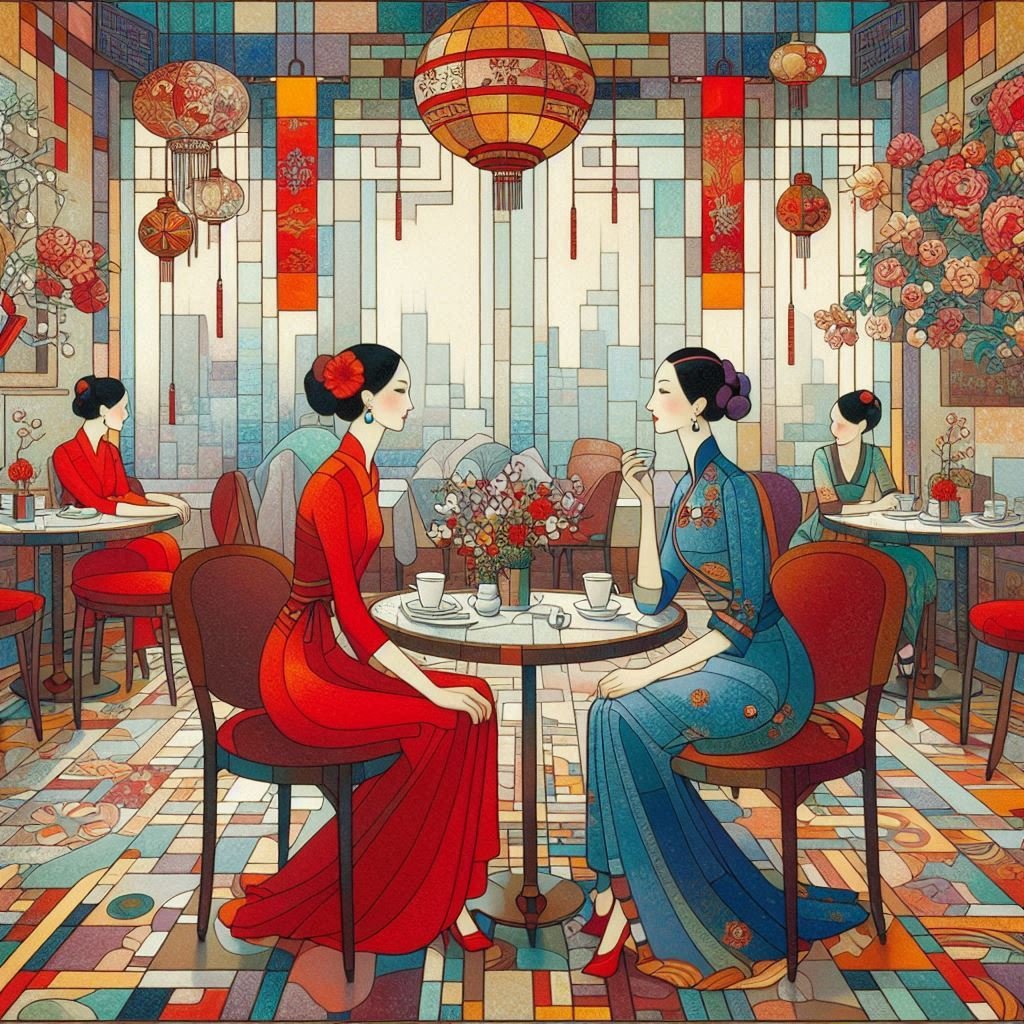 Study of Ladies in a Cafe - Gregg Acini Adoree Designs - 