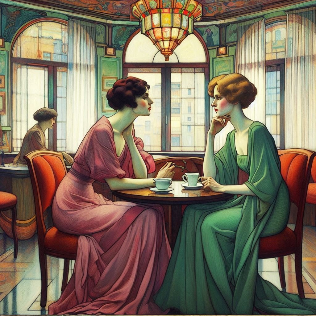 Study of Ladies in a Cafe - Gregg Acini Adoree Designs - 