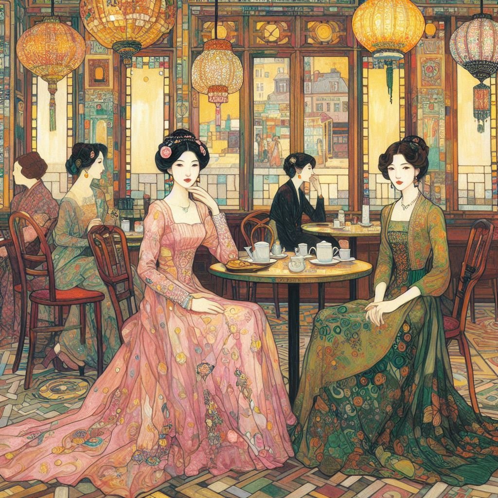 Study of Ladies in a Cafe - Gregg Acini Adoree Designs - 