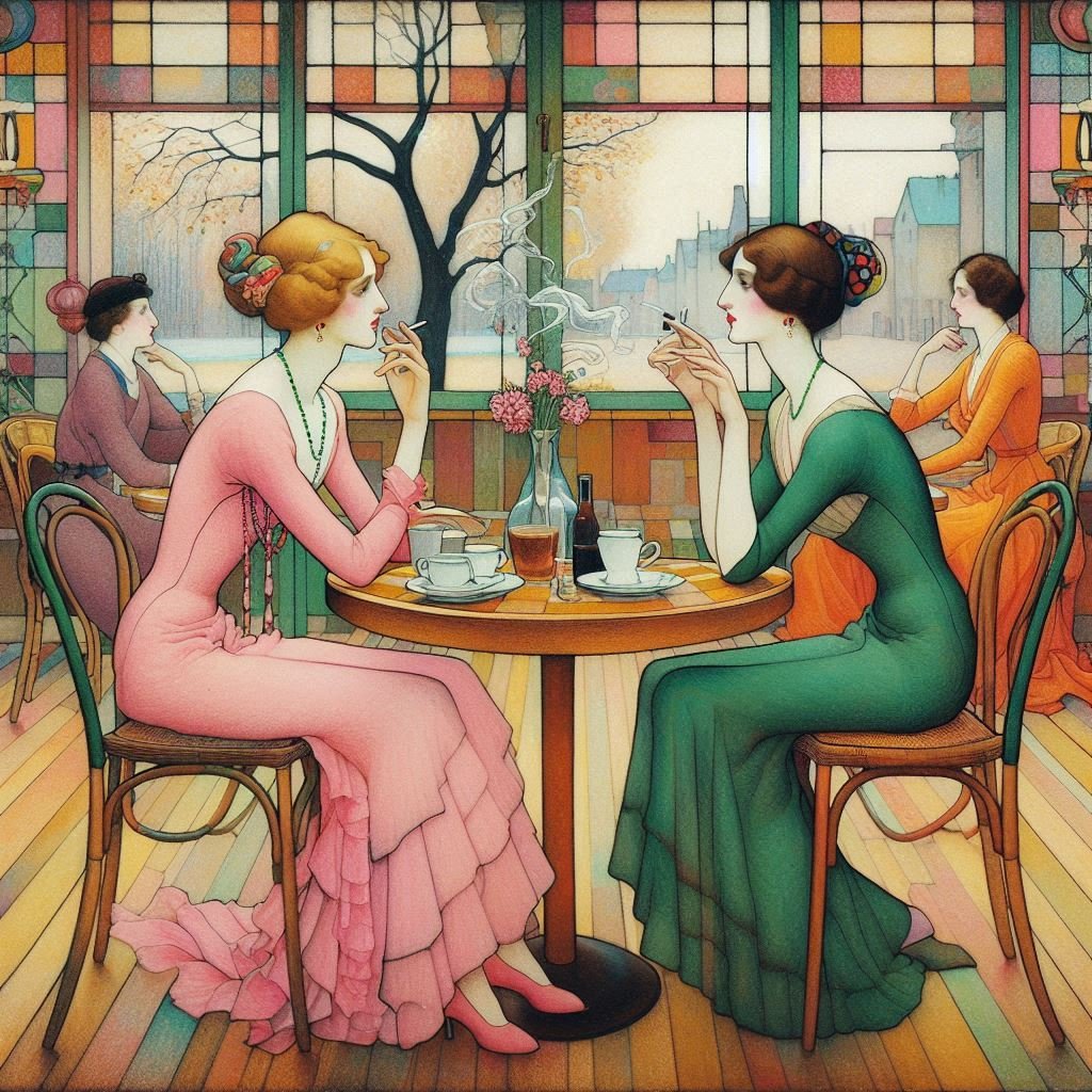 Study of Ladies in a Cafe - Gregg Acini Adoree Designs - 