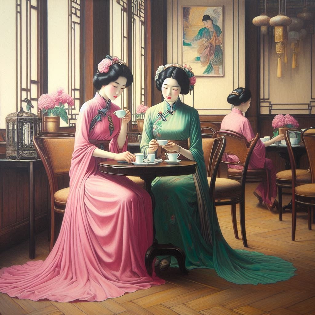 Study of Ladies in a Cafe - Gregg Acini Adoree Designs - 