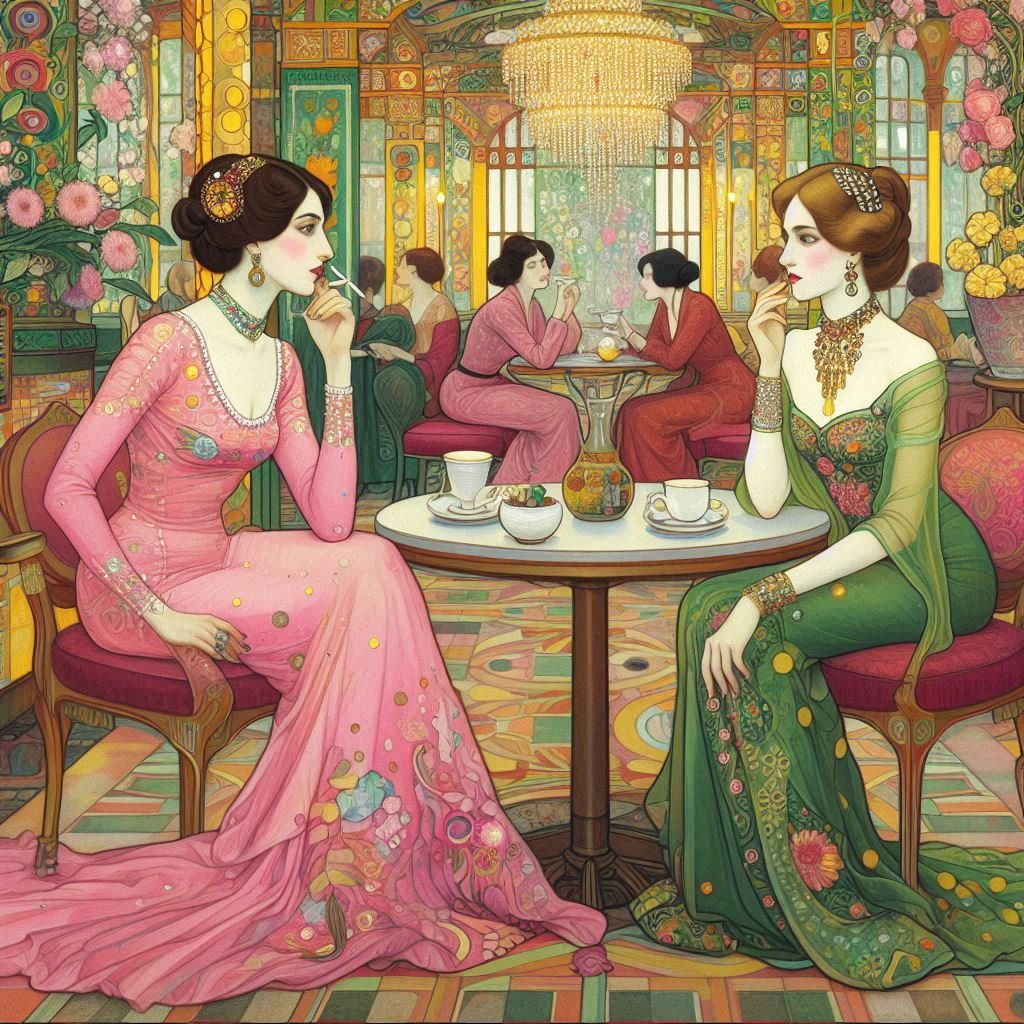 Study of Ladies in a Cafe - Gregg Acini Adoree Designs - 