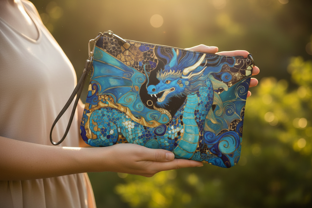 Teal Dragon Crossbody – Daytime Closeup Take 3