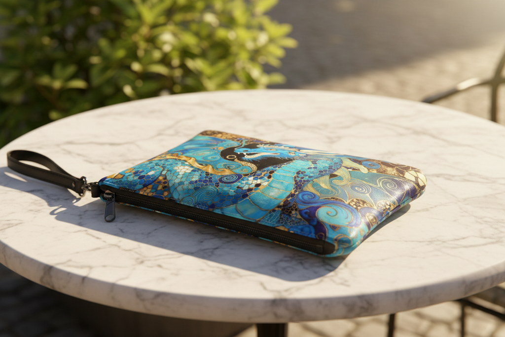 Teal Dragon Crossbody – Daytime Closeup