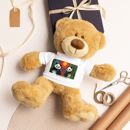Teddy bear with a Panda Sunset t-shirt by Gregg Acini Adoree Designs - Gregg Acini Adoree Designs - Toy