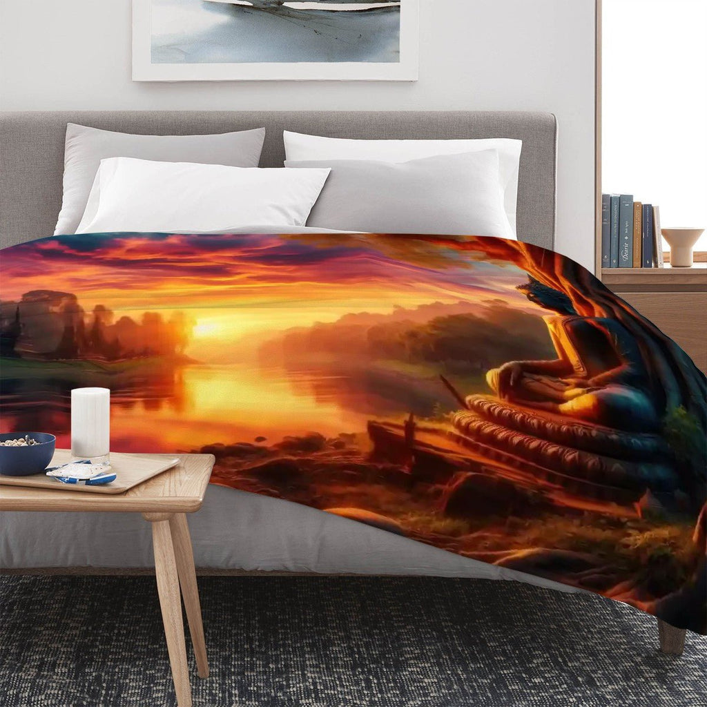 Tranquility 300 GSM Flannel Throw Blanket (Made in USA) - Gregg Acini Adoree Designs - Blanket