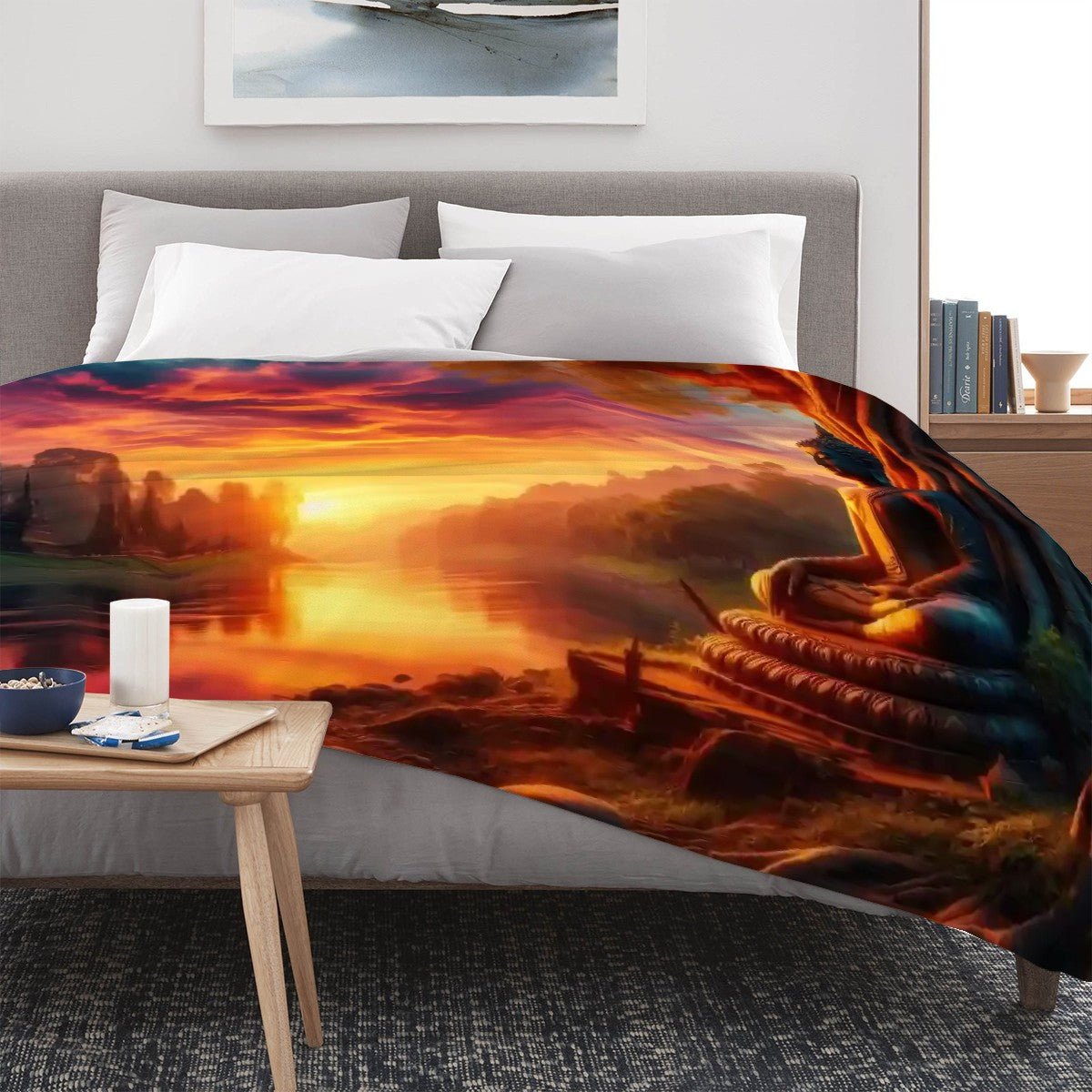 Tranquility 300 GSM Flannel Throw Blanket (Made in USA) - Gregg Acini Adoree Designs - Blanket