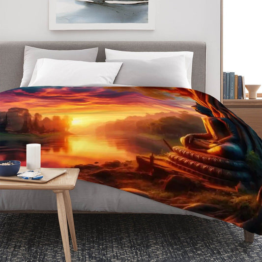 Tranquility 300 GSM Flannel Throw Blanket (Made in USA) - Gregg Acini Adoree Designs - Blanket