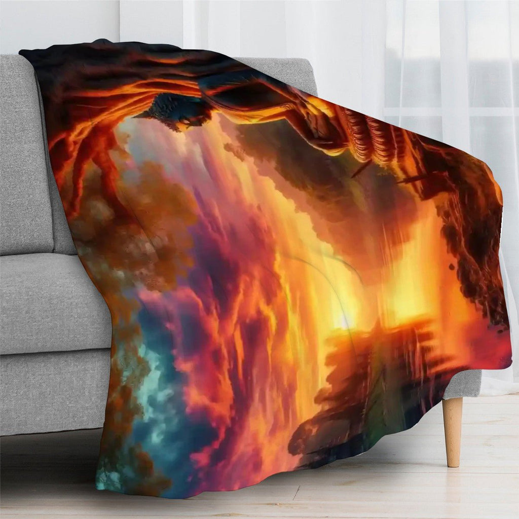 Tranquility 300 GSM Flannel Throw Blanket (Made in USA) - Gregg Acini Adoree Designs - Blanket