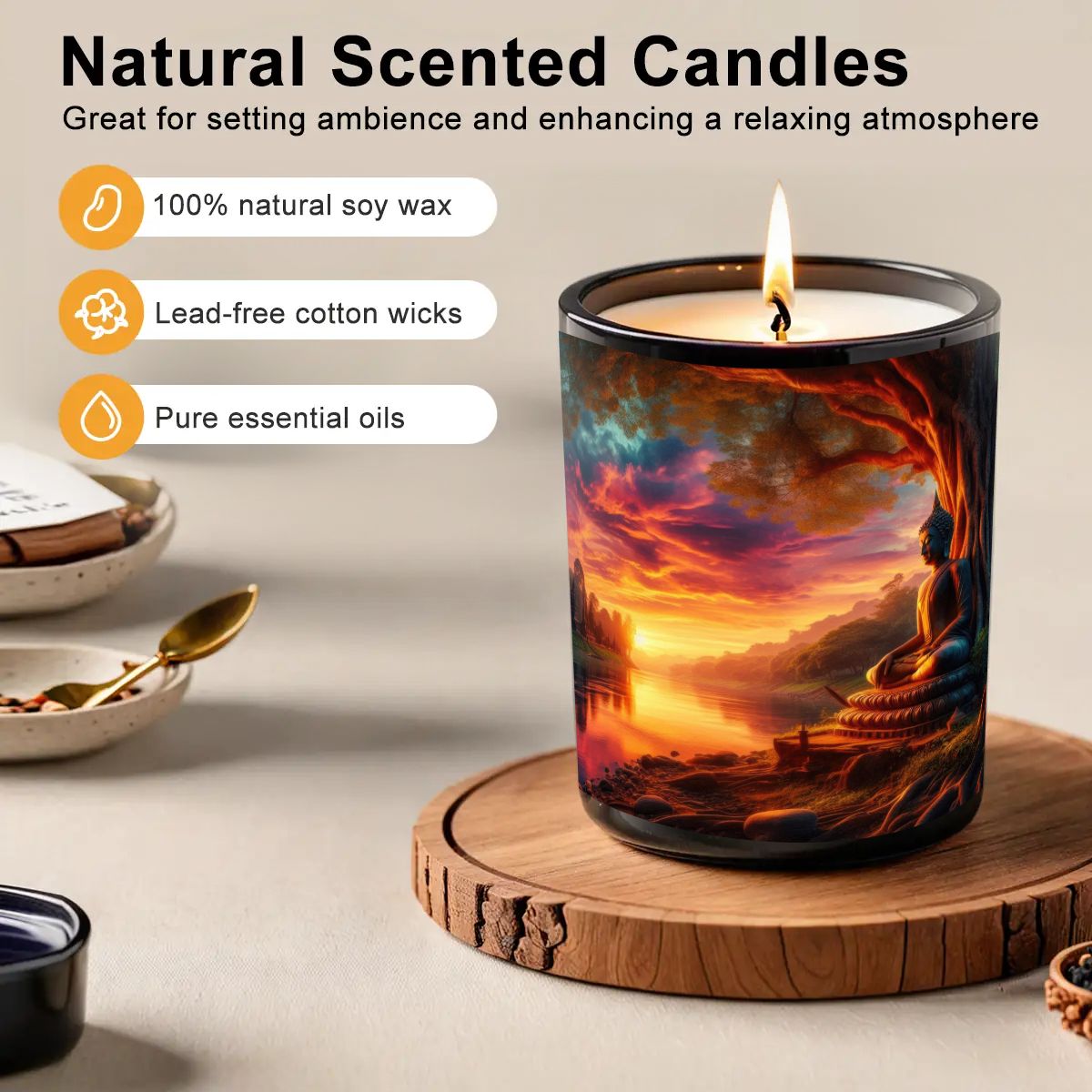 Tranquility Black Jar Scented Candle (6oz) - Gregg Acini Adoree Designs - Candles