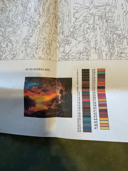 Tranquility Frameless Paint by Numbers Kit for Adults (Horizontal) - Gregg Acini Adoree Designs - Paint by Numbers