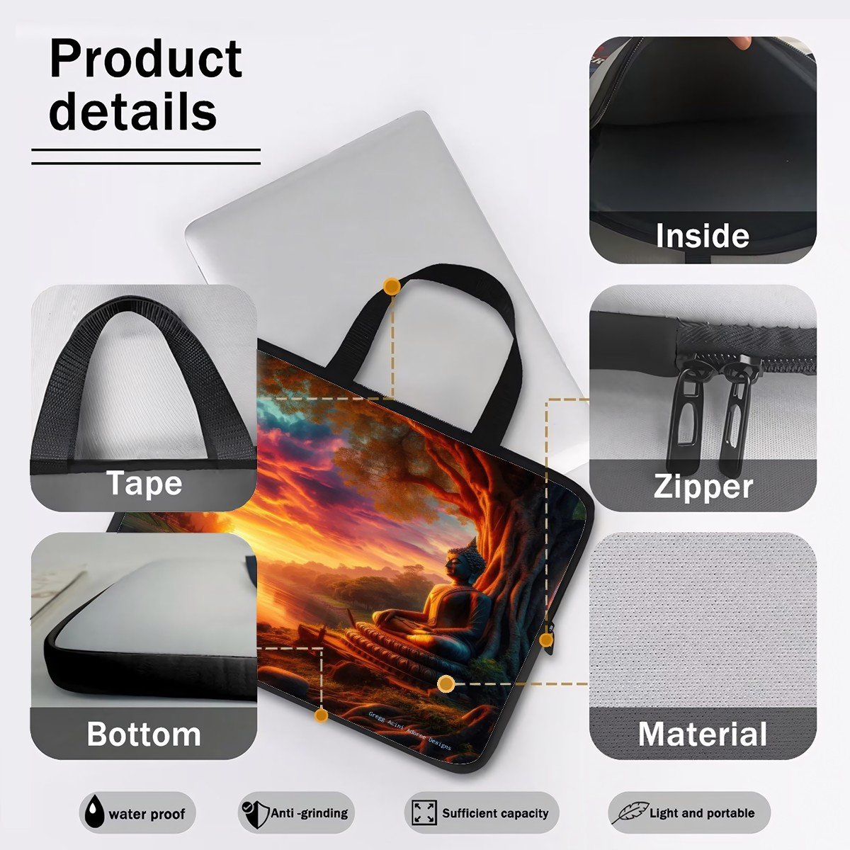 Tranquility Laptop Bag - Gregg Acini Adoree Designs - Computer Bag