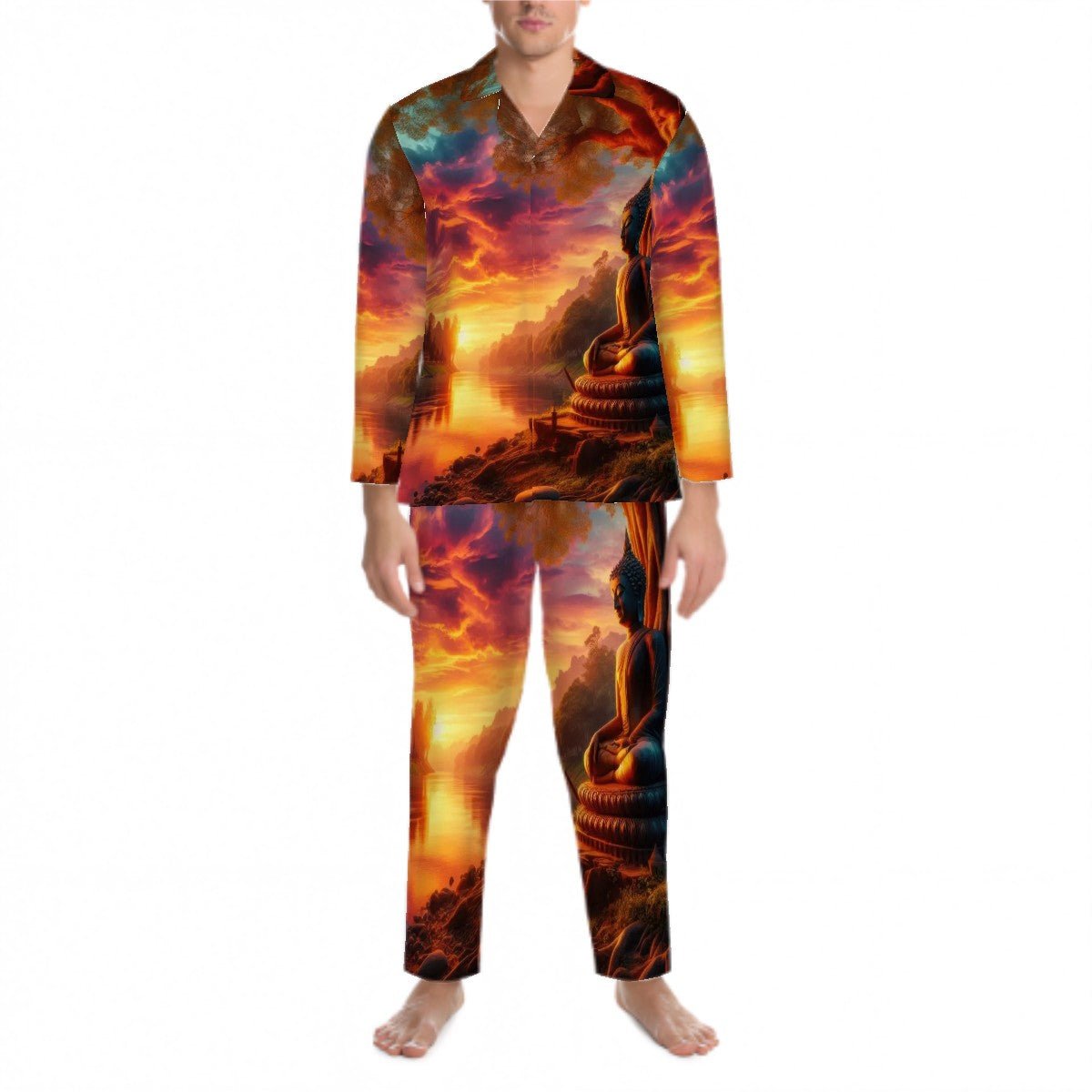 Tranquility Long Sleeved Pajamas for Men Set - Gregg Acini Adoree Designs - Men's Pajamas