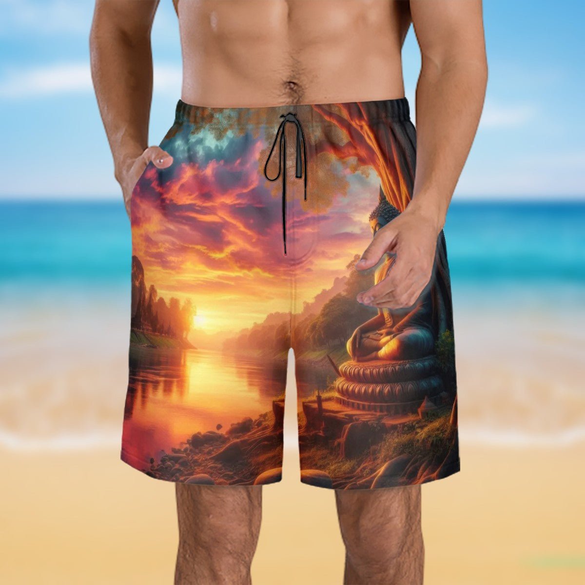 Tranquility Men's Beach Shorts - Gregg Acini Adoree Designs - Swimsuit