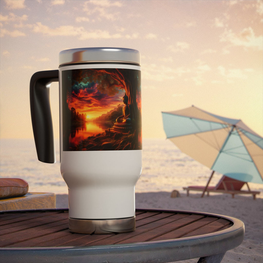 Tranquility Stainless Steel Travel Mug - 14oz Handle Design - Gregg Acini Adoree Designs - Mug
