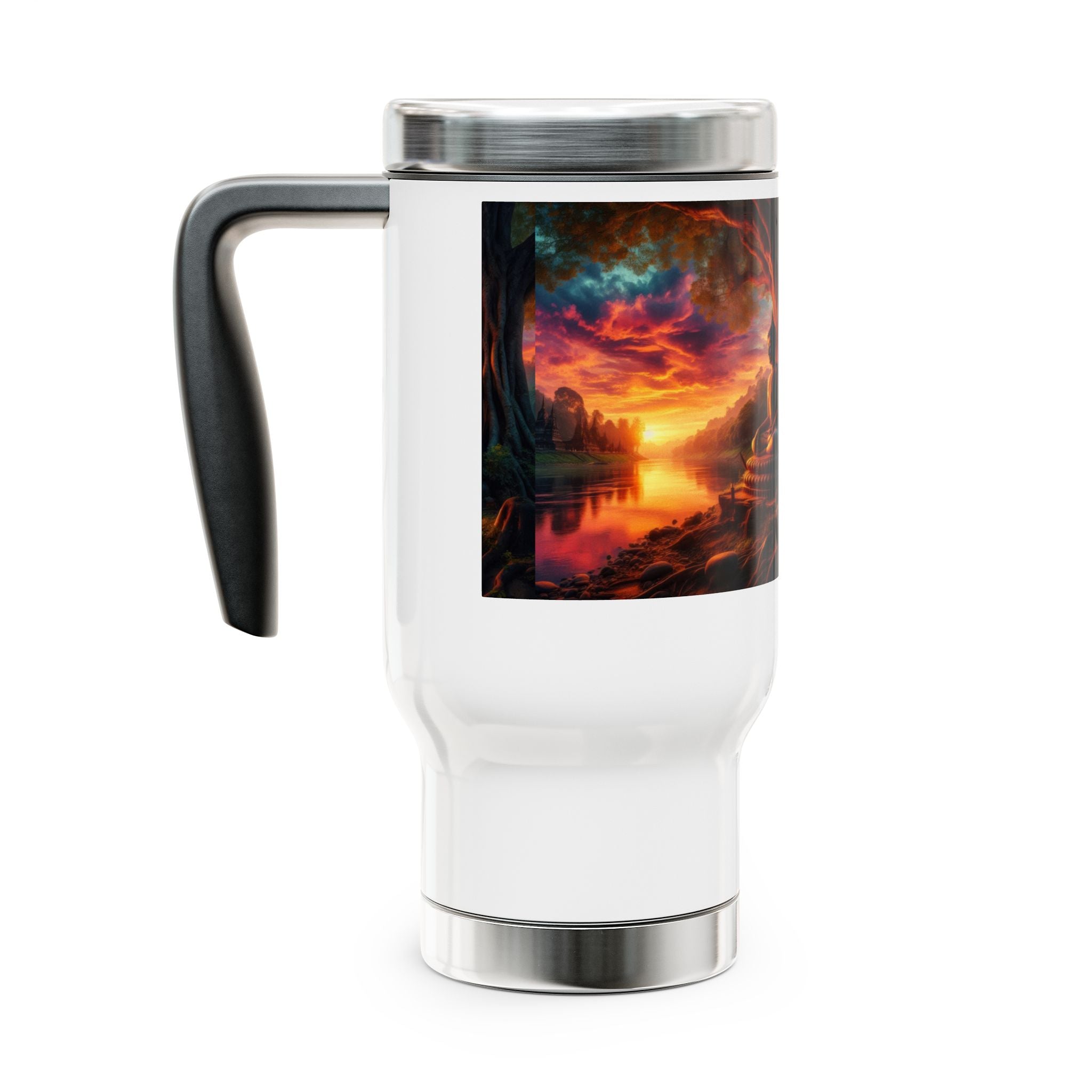 Tranquility Stainless Steel Travel Mug - 14oz Handle Design - Gregg Acini Adoree Designs - Mug