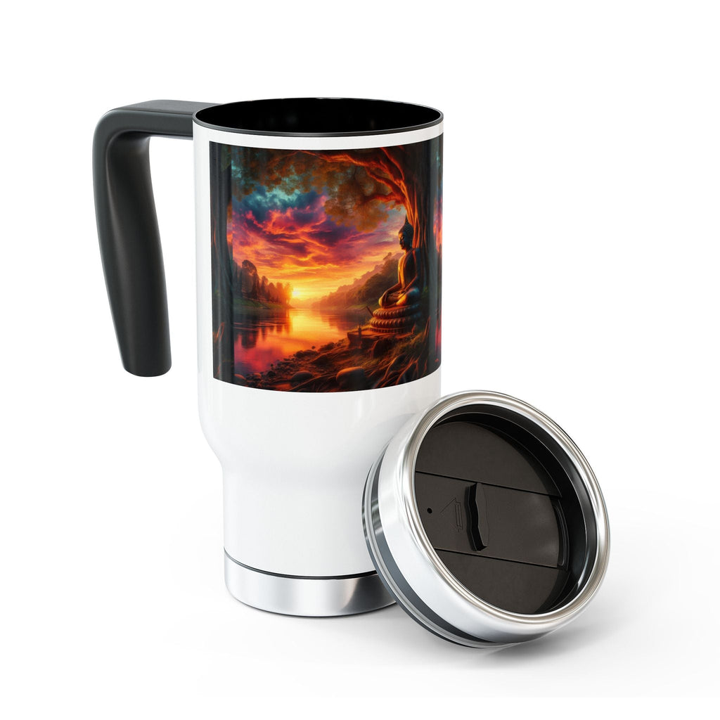 Tranquility Stainless Steel Travel Mug - 14oz Handle Design - Gregg Acini Adoree Designs - Mug
