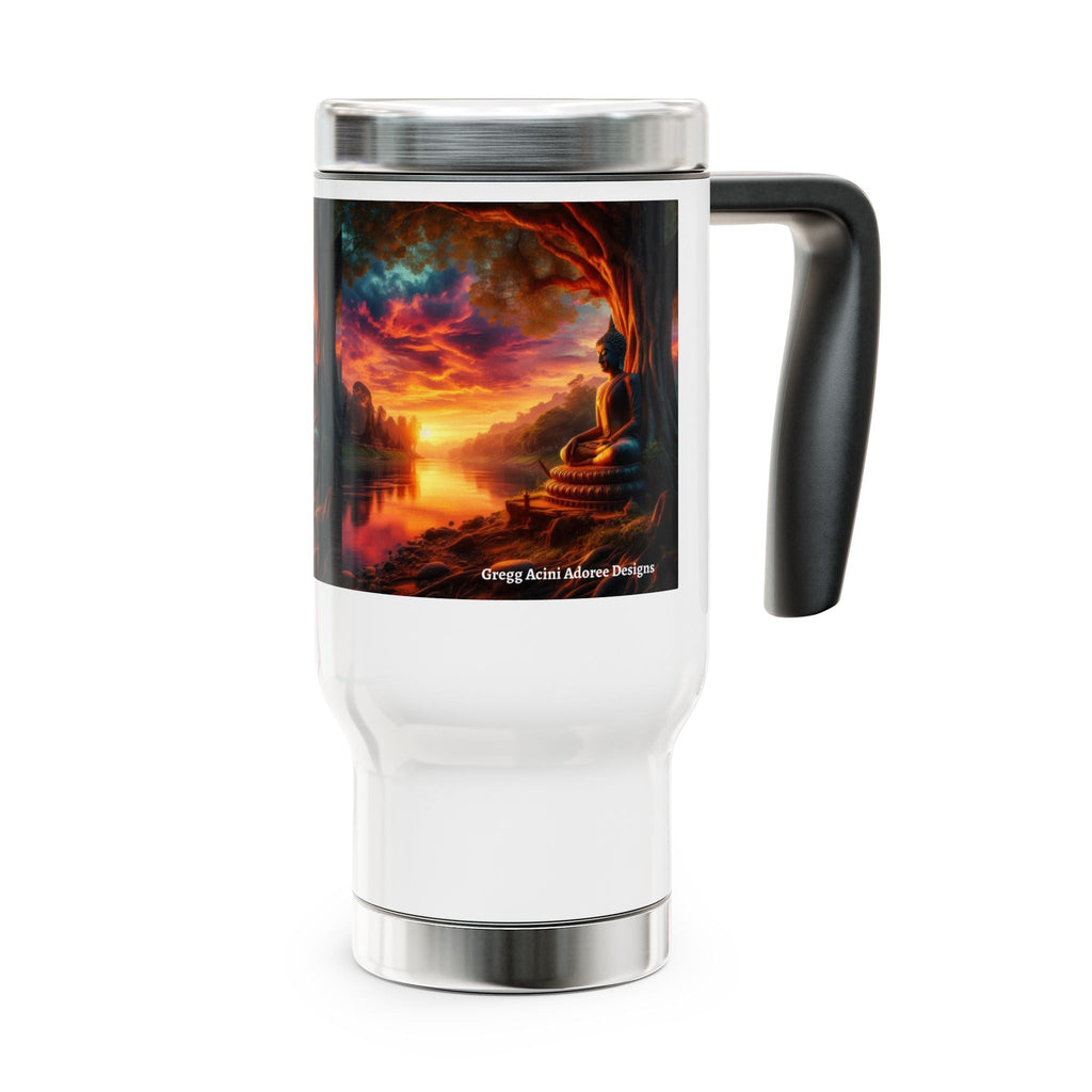 Tranquility Stainless Steel Travel Mug - 14oz Handle Design - Gregg Acini Adoree Designs - Mug