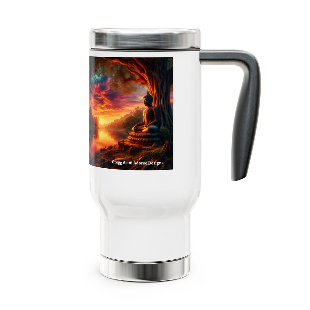 Tranquility Stainless Steel Travel Mug - 14oz Handle Design - Gregg Acini Adoree Designs - Mug