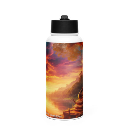 Tranquility Stainless steel water bottle with a straw lid - Gregg Acini Adoree Designs - water bottle