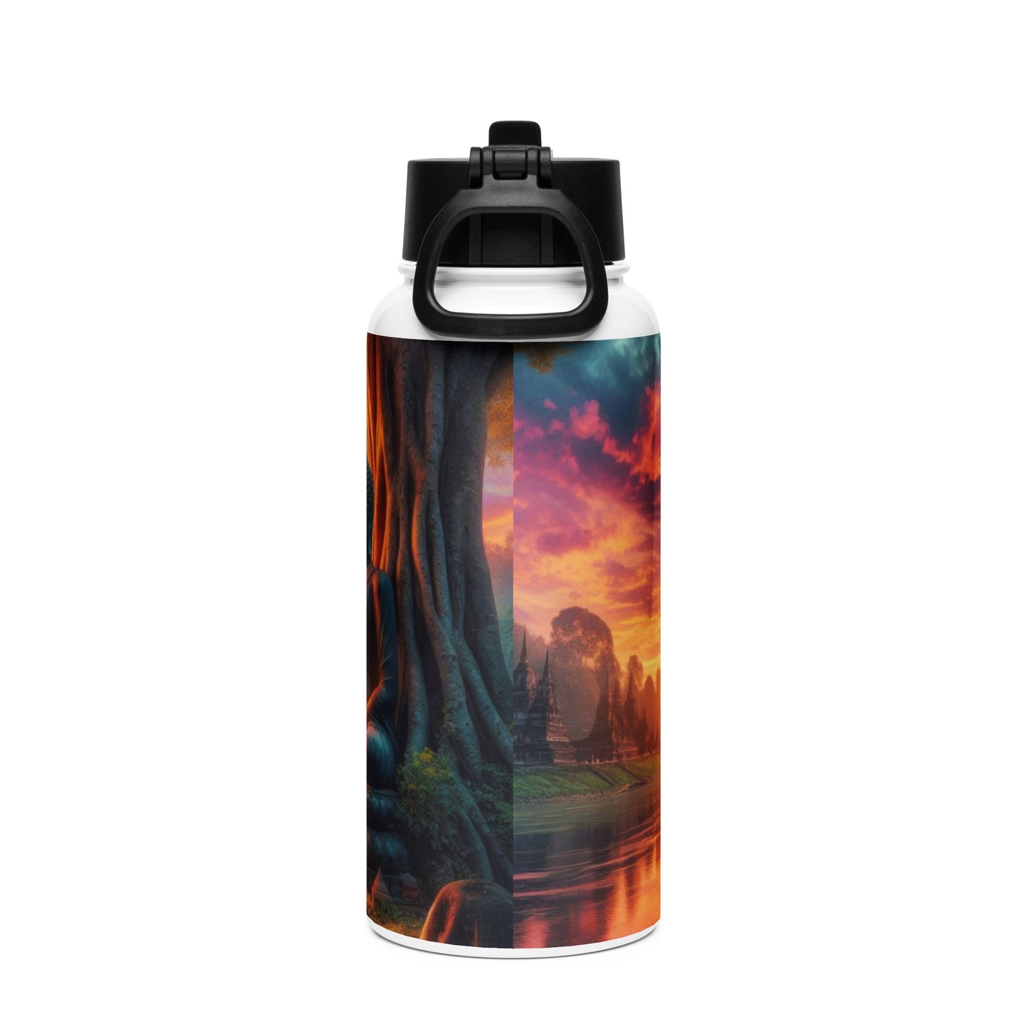 Tranquility Stainless steel water bottle with a straw lid - Gregg Acini Adoree Designs - water bottle