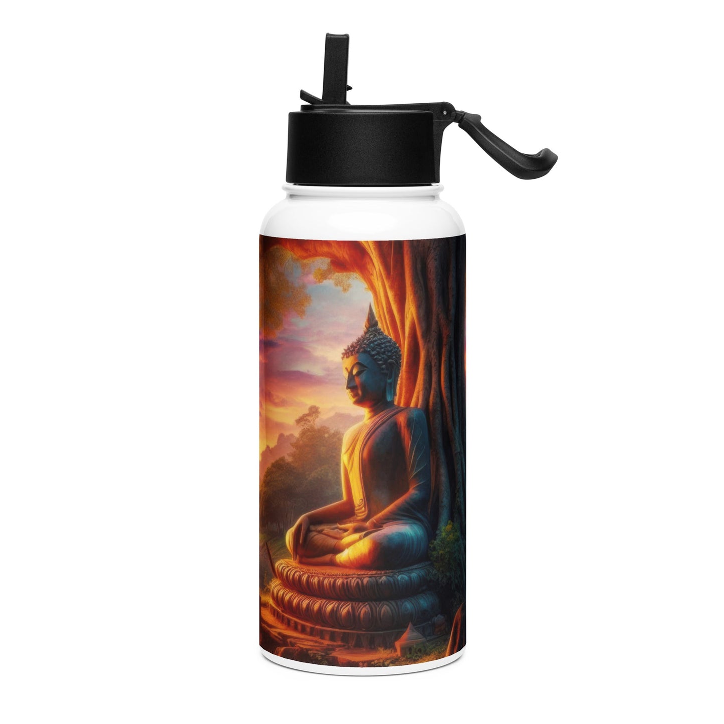 Tranquility Stainless steel water bottle with a straw lid - Gregg Acini Adoree Designs - water bottle
