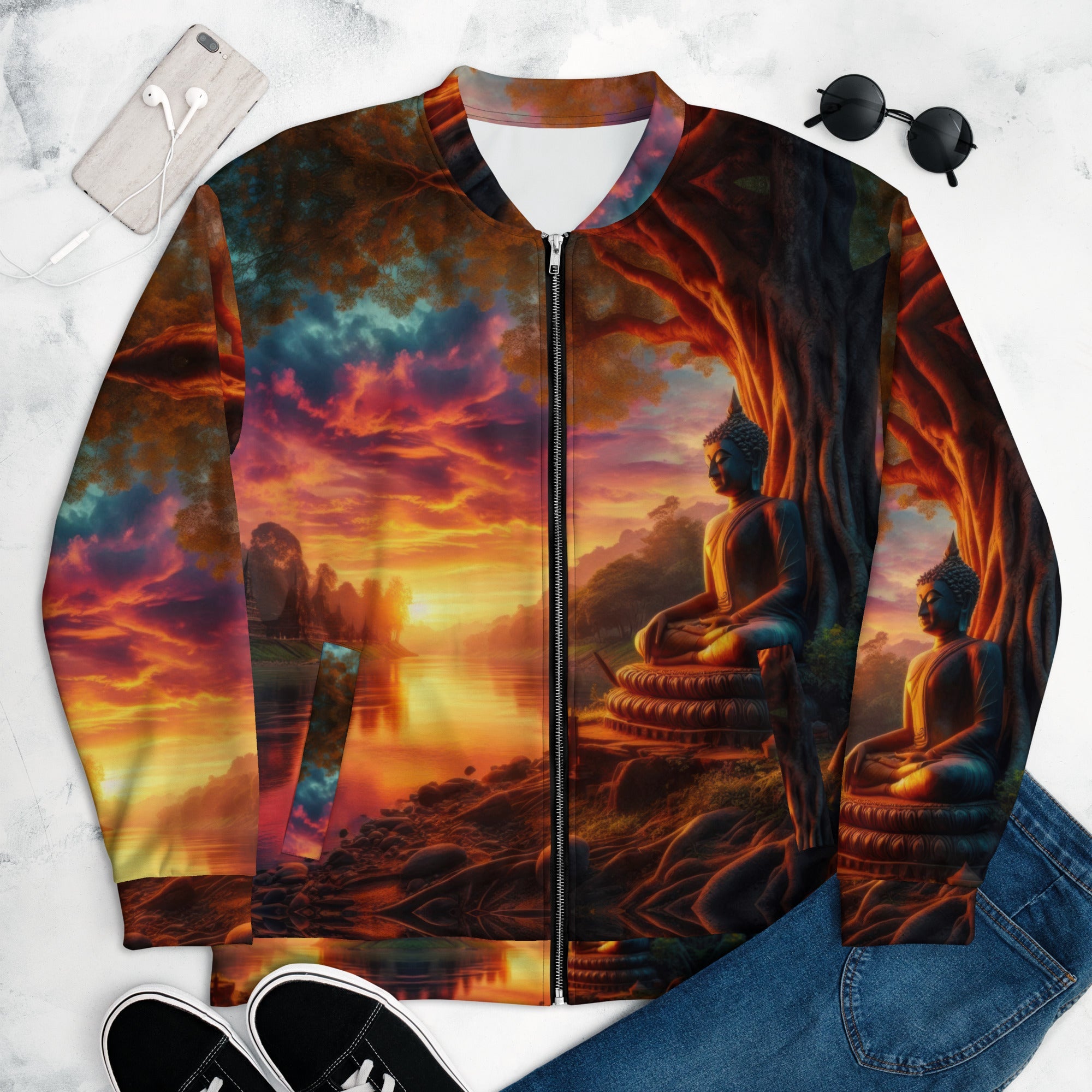 Tranquility Unisex Bomber Jacket by Gregg Acini Adoree Designs - Gregg Acini Adoree Designs - Bomber Jacket