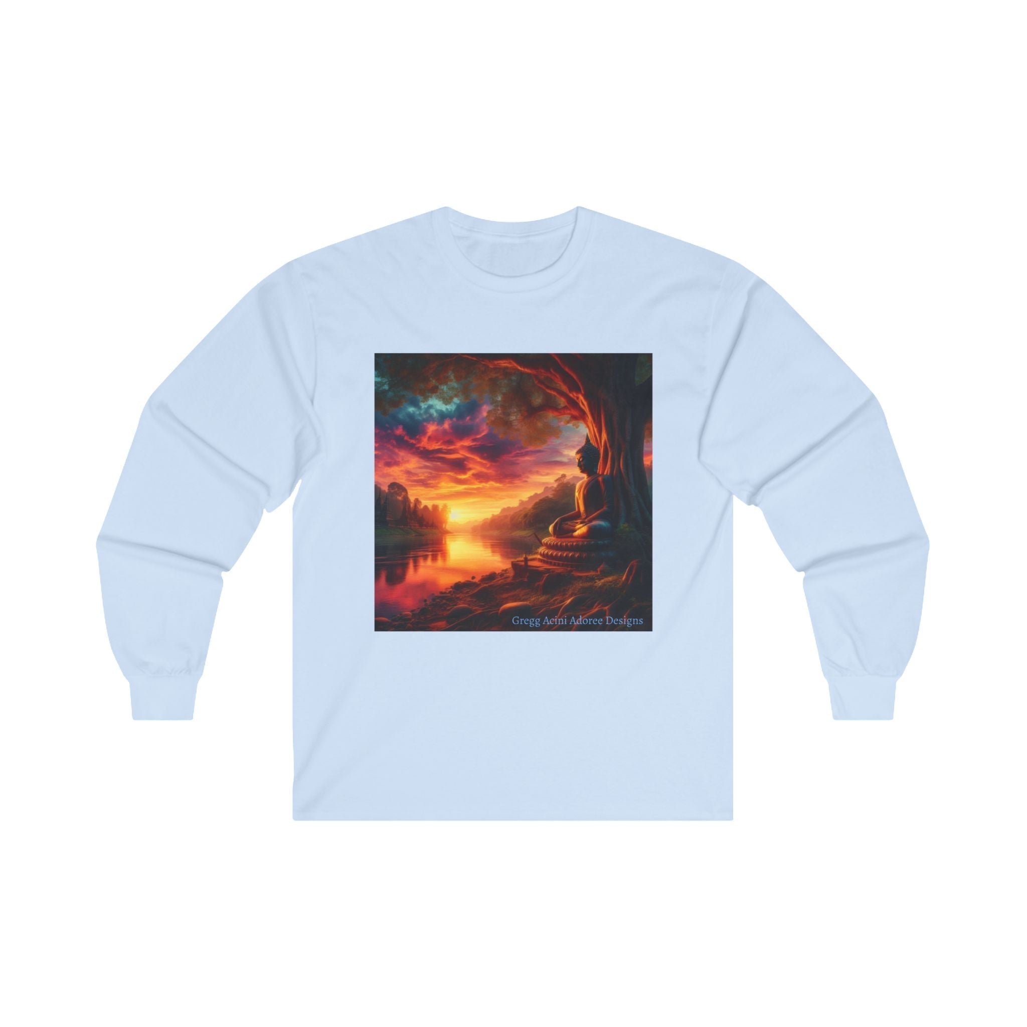 Tranquility Unisex Ultra Cotton Long Sleeve Tee - Vibrant Art for Relaxation Buddha1 by Gregg Acini Adoree Designs - Gregg Acini Adoree Designs - Long - sleeve