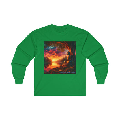 Tranquility Unisex Ultra Cotton Long Sleeve Tee - Vibrant Art for Relaxation Buddha1 by Gregg Acini Adoree Designs - Gregg Acini Adoree Designs - Long - sleeve