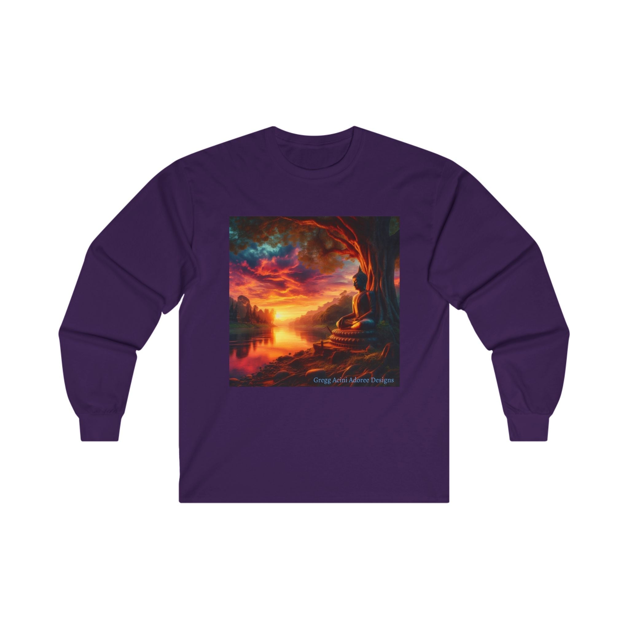 Tranquility Unisex Ultra Cotton Long Sleeve Tee - Vibrant Art for Relaxation Buddha1 by Gregg Acini Adoree Designs - Gregg Acini Adoree Designs - Long - sleeve