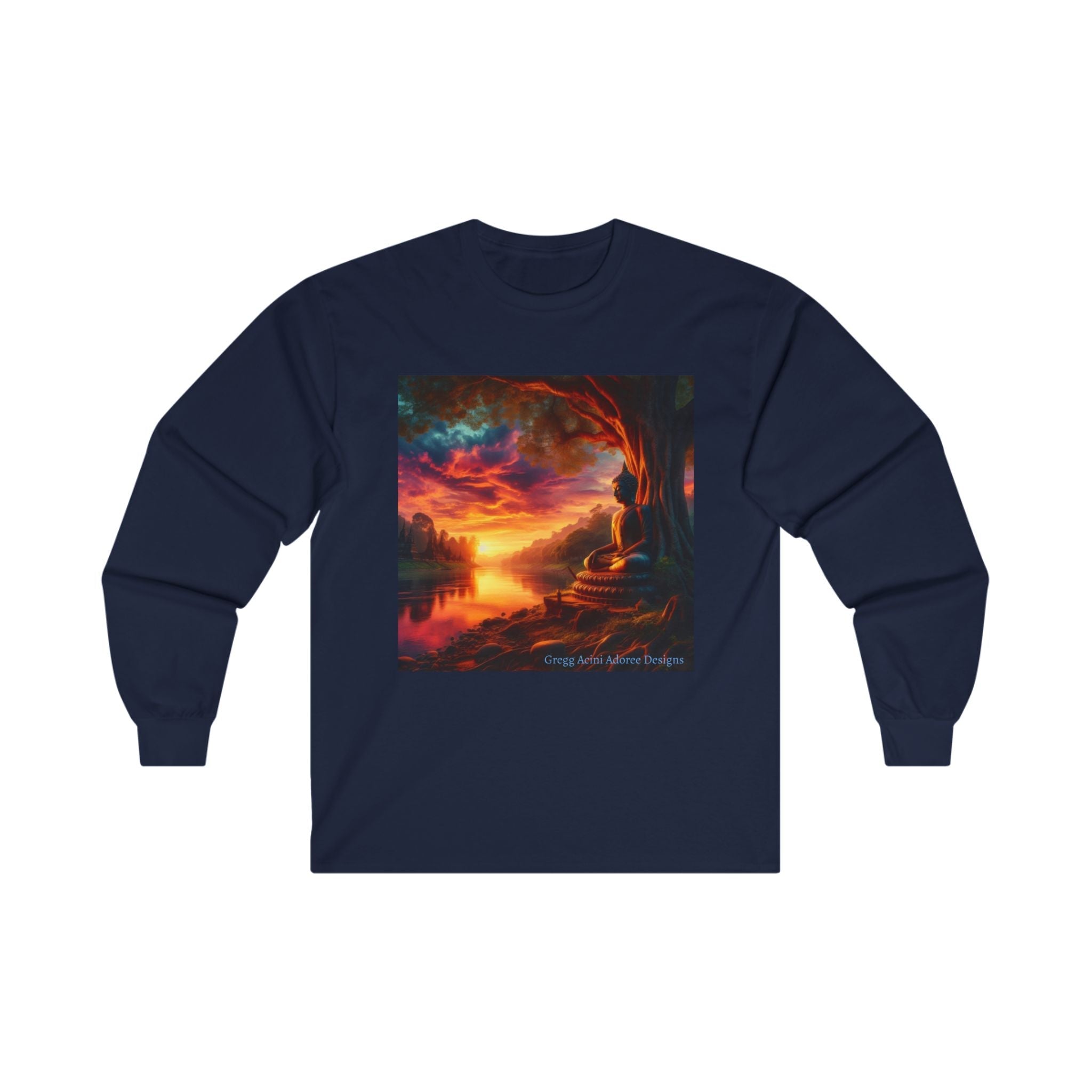Tranquility Unisex Ultra Cotton Long Sleeve Tee - Vibrant Art for Relaxation Buddha1 by Gregg Acini Adoree Designs - Gregg Acini Adoree Designs - Long - sleeve
