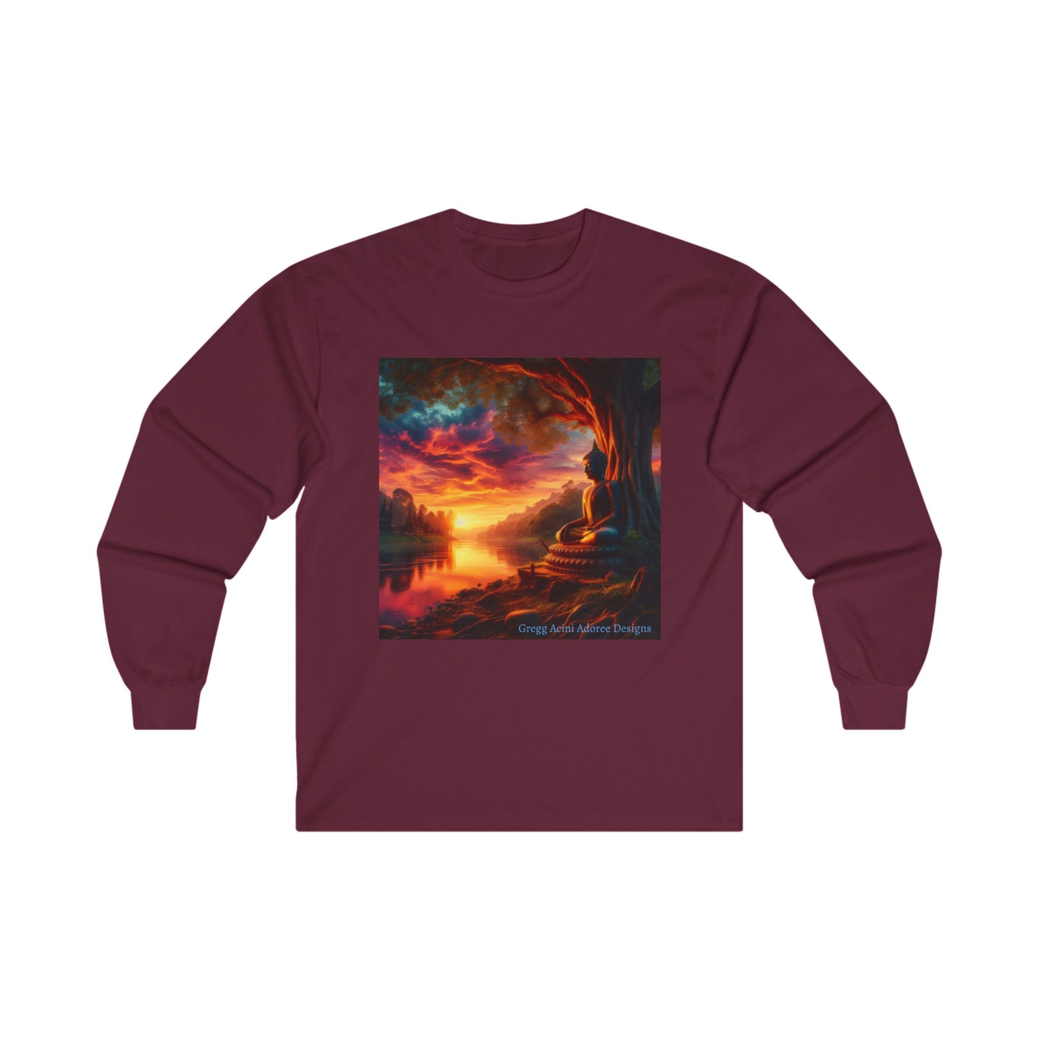 Tranquility Unisex Ultra Cotton Long Sleeve Tee - Vibrant Art for Relaxation Buddha1 by Gregg Acini Adoree Designs - Gregg Acini Adoree Designs - Long - sleeve