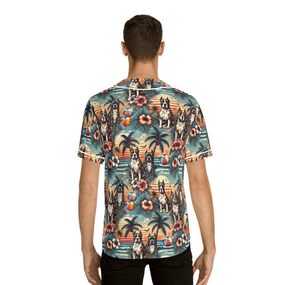 Tropical Dog Print Baseball Jersey for Fun Summer Vibes - Gregg Acini Adoree Designs - Baseball Jersey