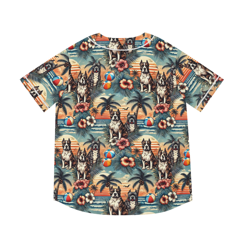 Tropical Dog Print Baseball Jersey for Fun Summer Vibes - Gregg Acini Adoree Designs - Baseball Jersey